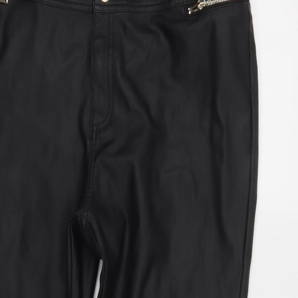 River Island Womens Black  Polyester Jegging Trousers Size 16 L27 in Regular Button - Coated