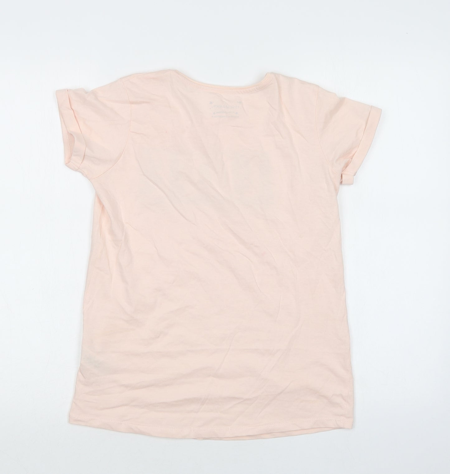 Primark Girls Pink  Cotton Basic Polo Size 12-13 Years Crew Neck  - Love