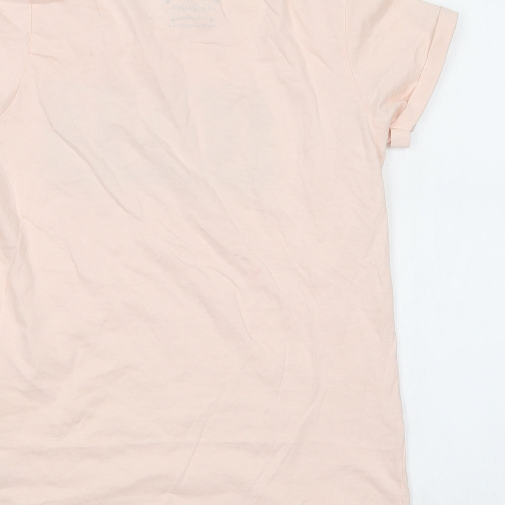 Primark Girls Pink  Cotton Basic Polo Size 12-13 Years Crew Neck  - Love