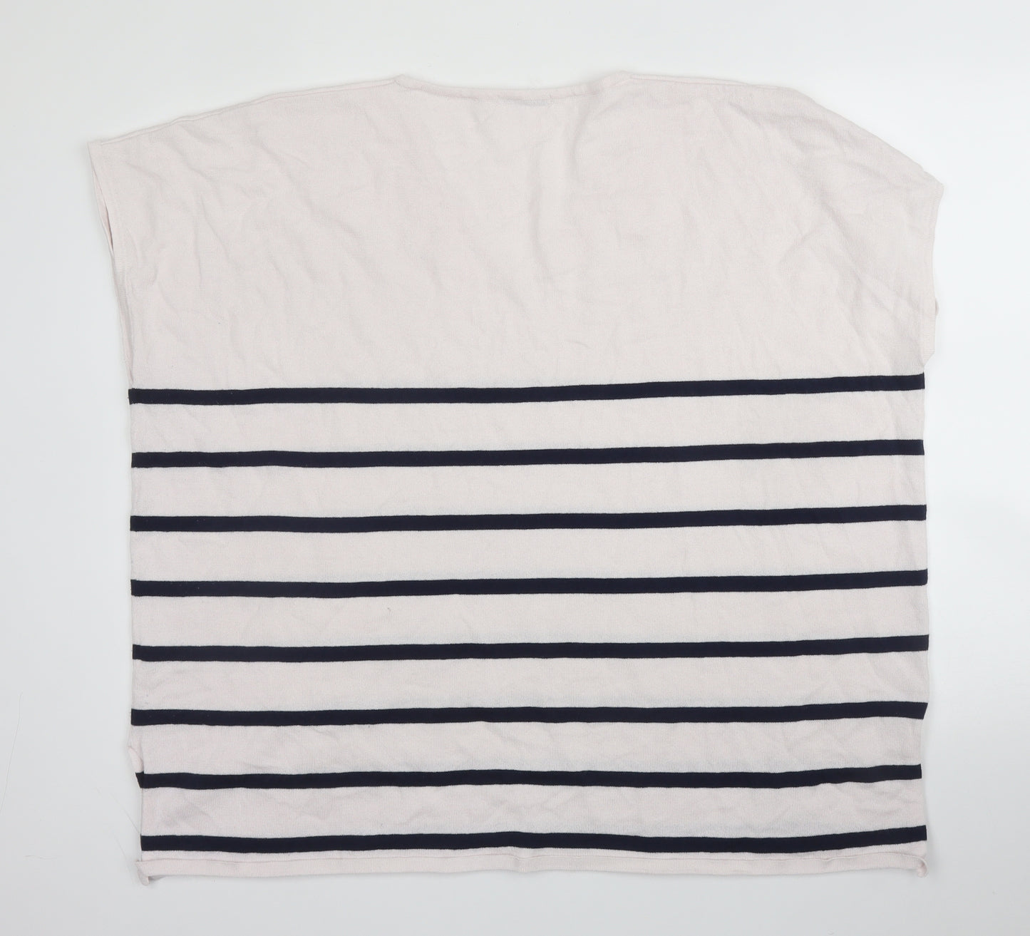 TU Womens Pink Striped Viscose Basic Blouse Size 24 V-Neck