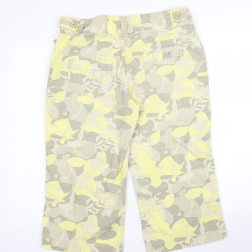 NEXT Womens Yellow Camouflage Cotton Cargo Shorts Size 12 L18 in Regular Zip