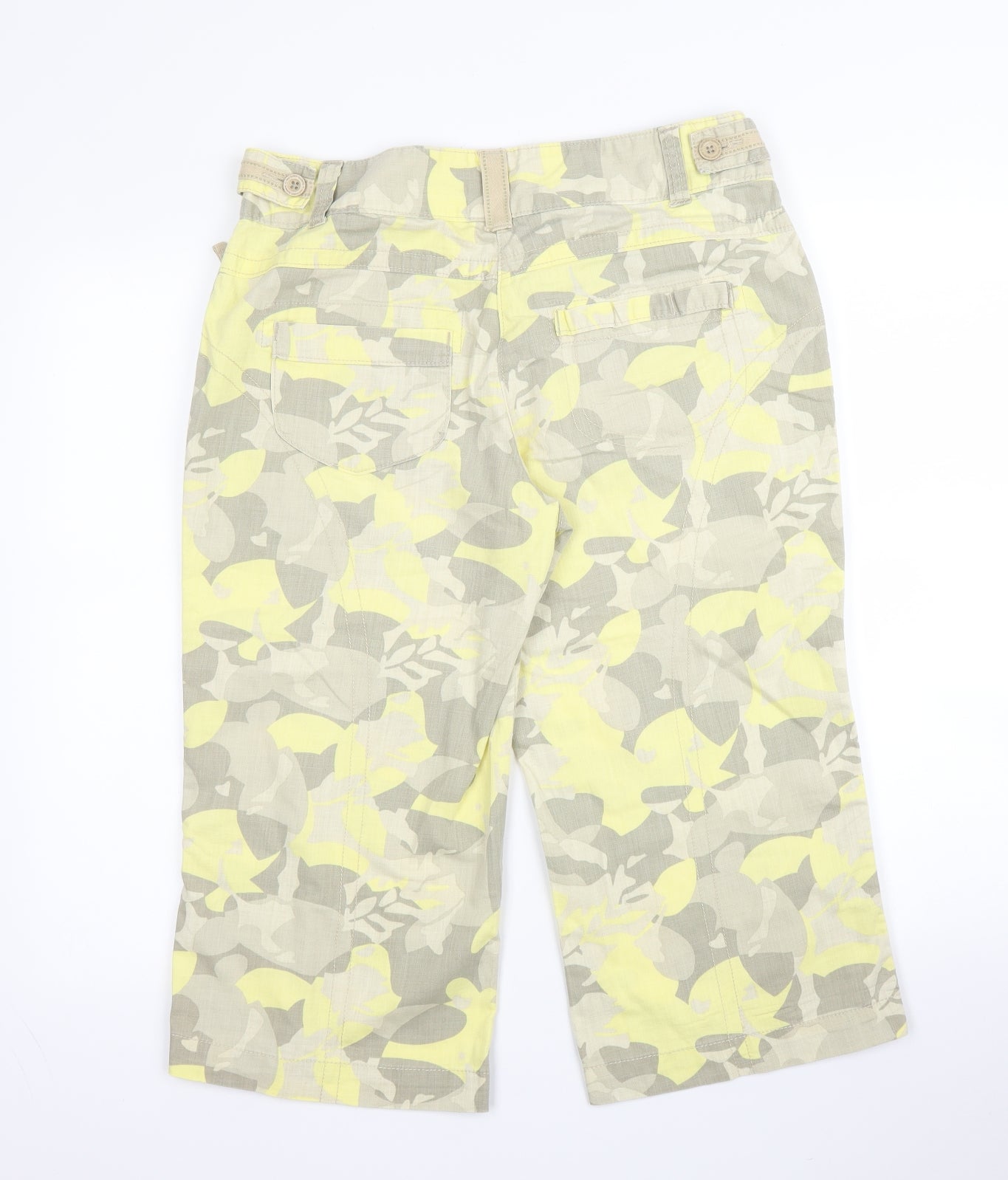 NEXT Womens Yellow Camouflage Cotton Cargo Shorts Size 12 L18 in Regular Zip