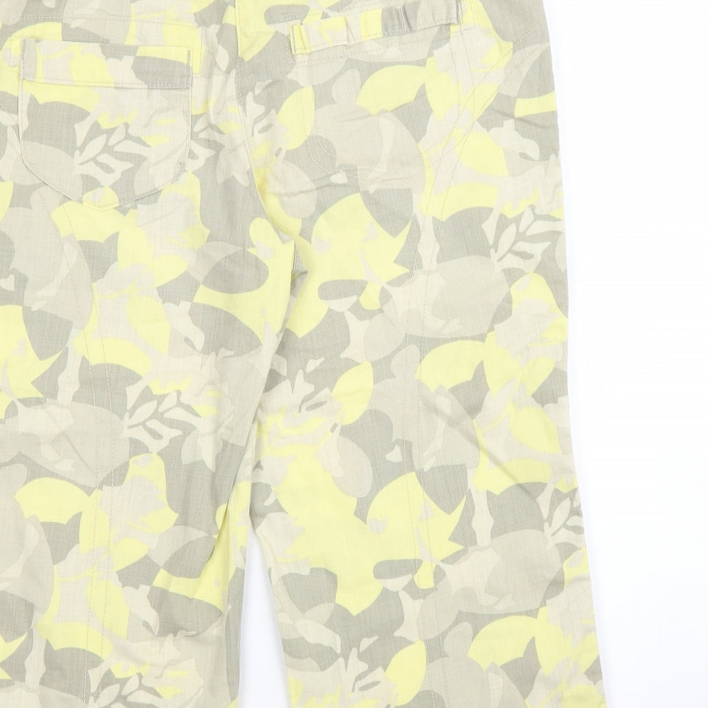 NEXT Womens Yellow Camouflage Cotton Cargo Shorts Size 12 L18 in Regular Zip