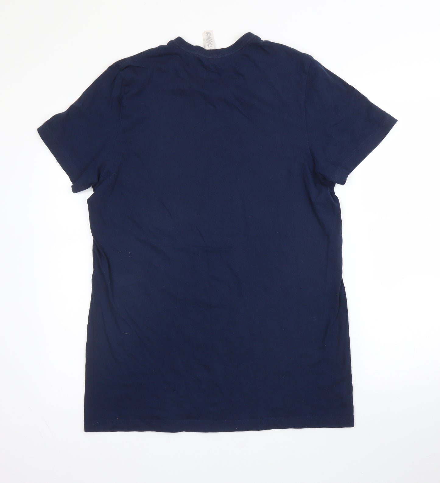 adidas Mens Blue  Cotton Basic T-Shirt Size M Round Neck