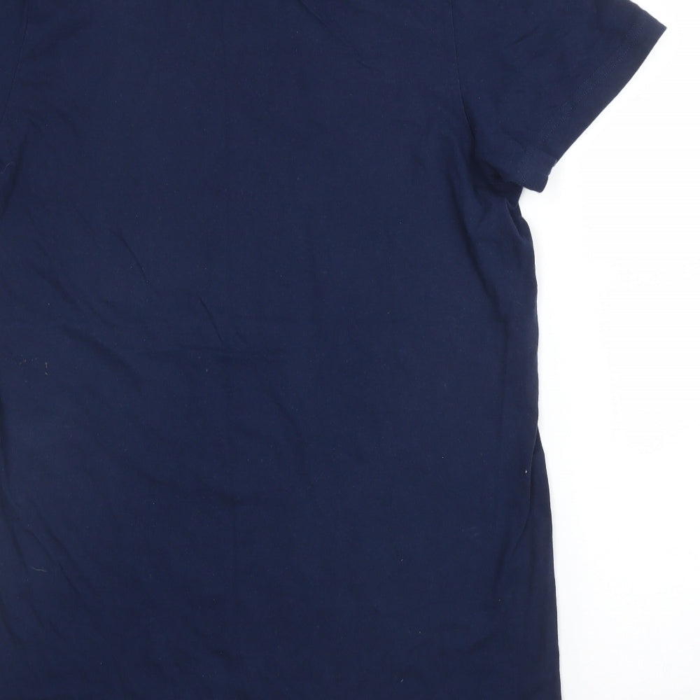 adidas Mens Blue  Cotton Basic T-Shirt Size M Round Neck