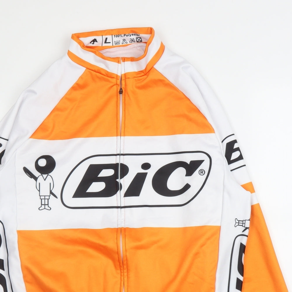 Preworn Mens Orange High Neck  Polyester Full Zip Jumper Size L