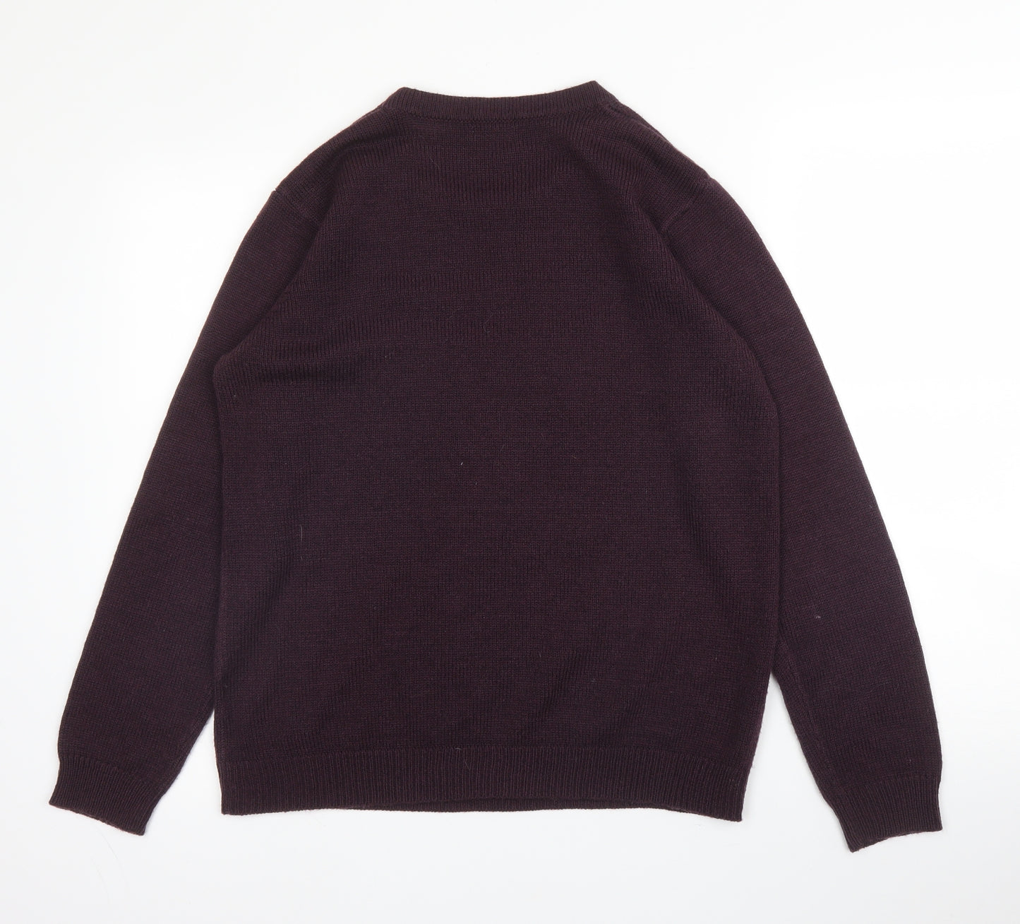 Cotton Traders Womens Purple Round Neck  Acrylic Pullover Jumper Size 14