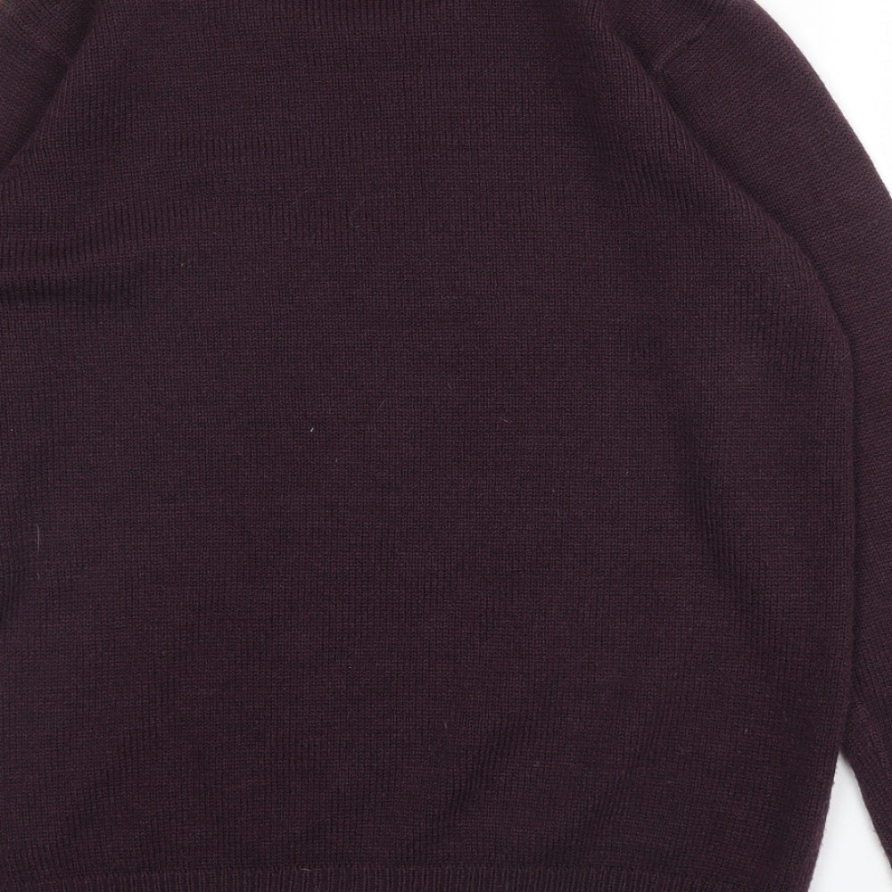 Cotton Traders Womens Purple Round Neck  Acrylic Pullover Jumper Size 14