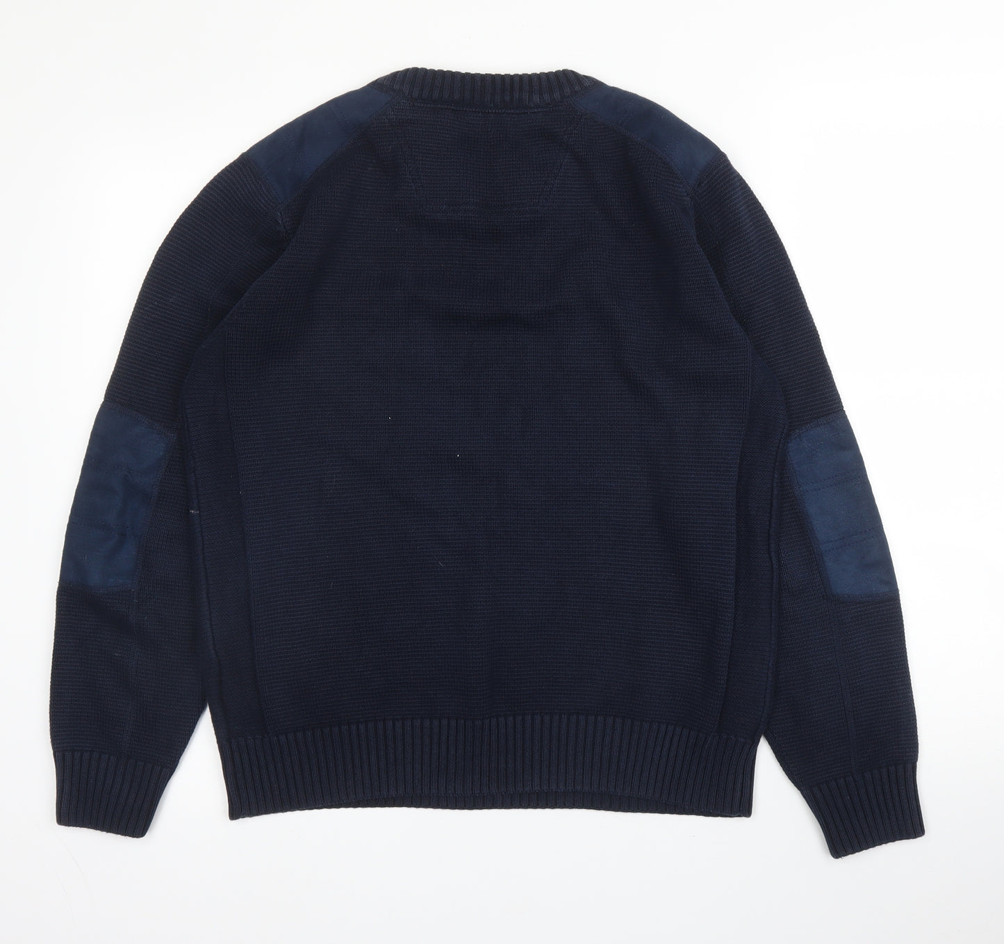 Strength & Honour Mens Blue Crew Neck  Cotton Pullover Jumper Size M