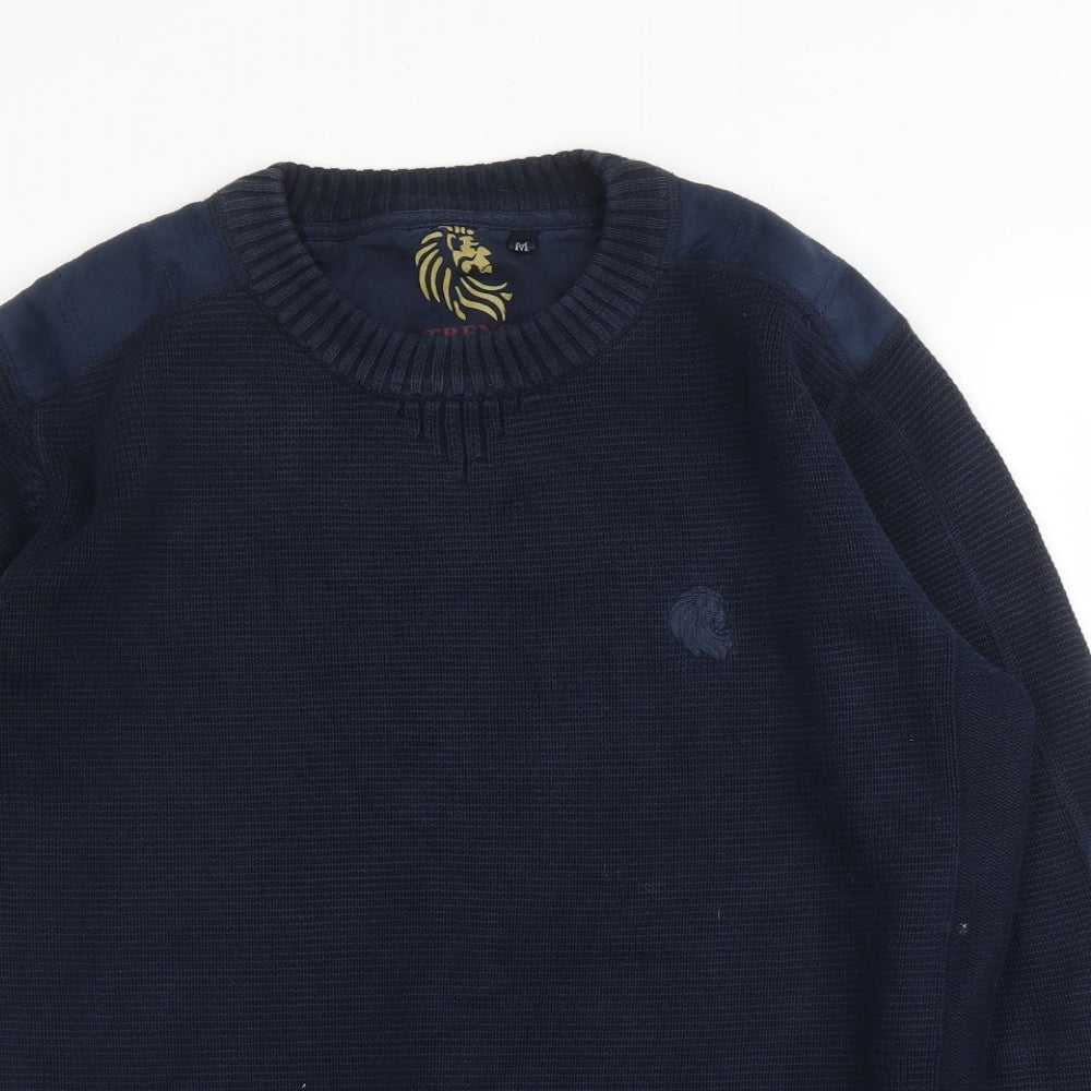 Strength & Honour Mens Blue Crew Neck  Cotton Pullover Jumper Size M