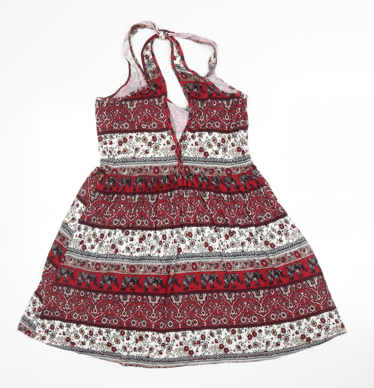 Forever21 Womens Red Paisley Viscose Basic Blouse Size XL Scoop Neck