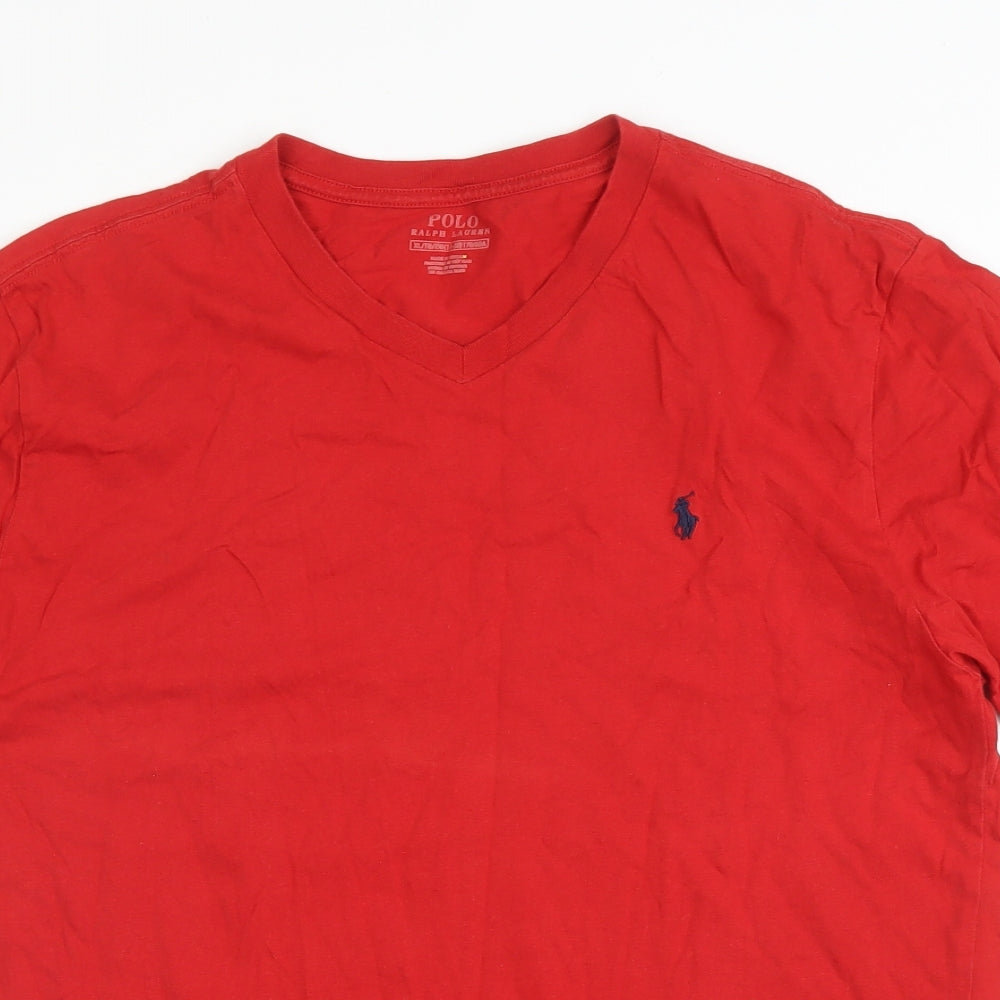 Polo Ralph Lauren Mens Red  Cotton  T-Shirt Size XL V-Neck