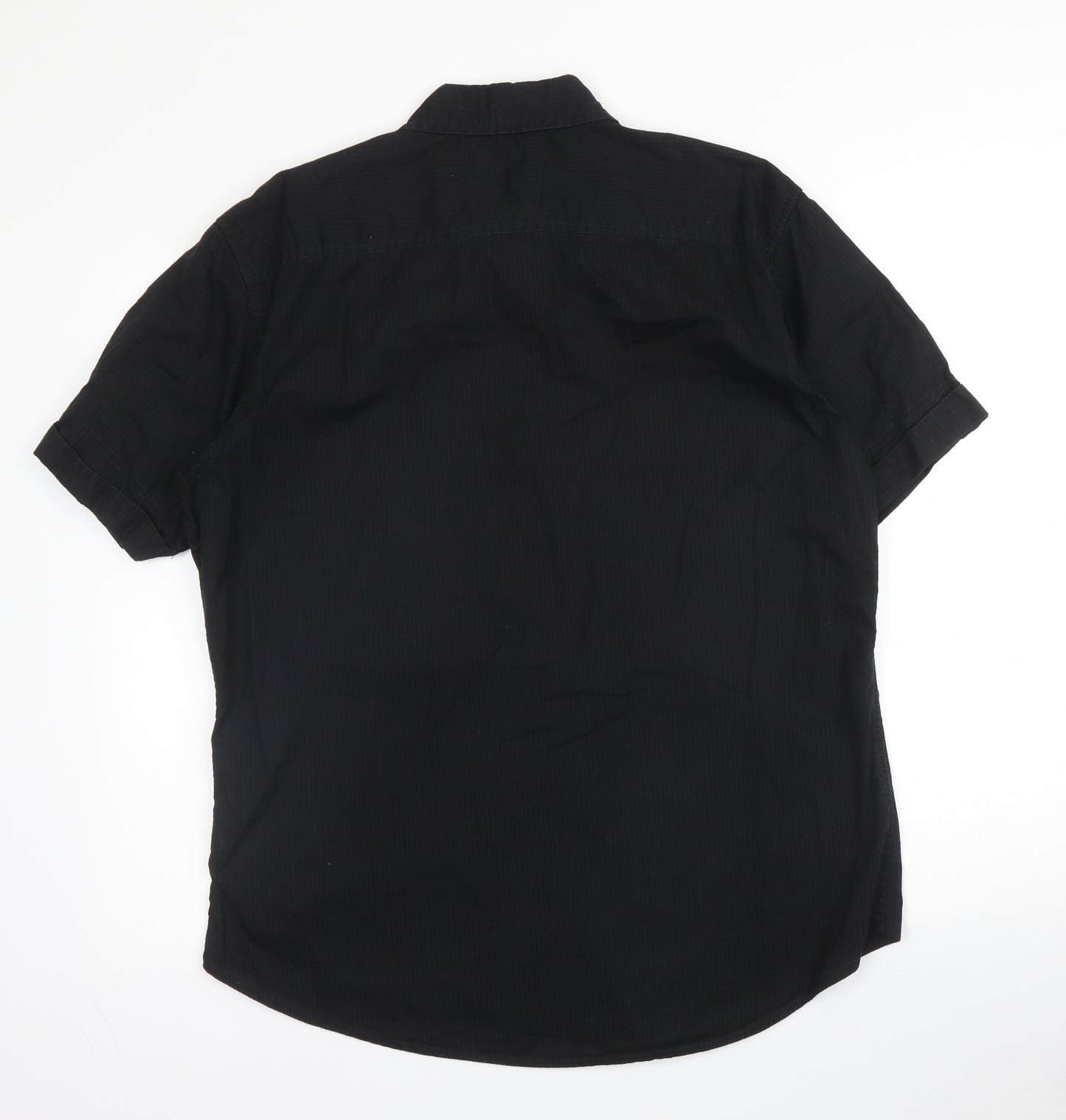 Burton  Mens Black  Cotton  Button-Up Size L Collared Button