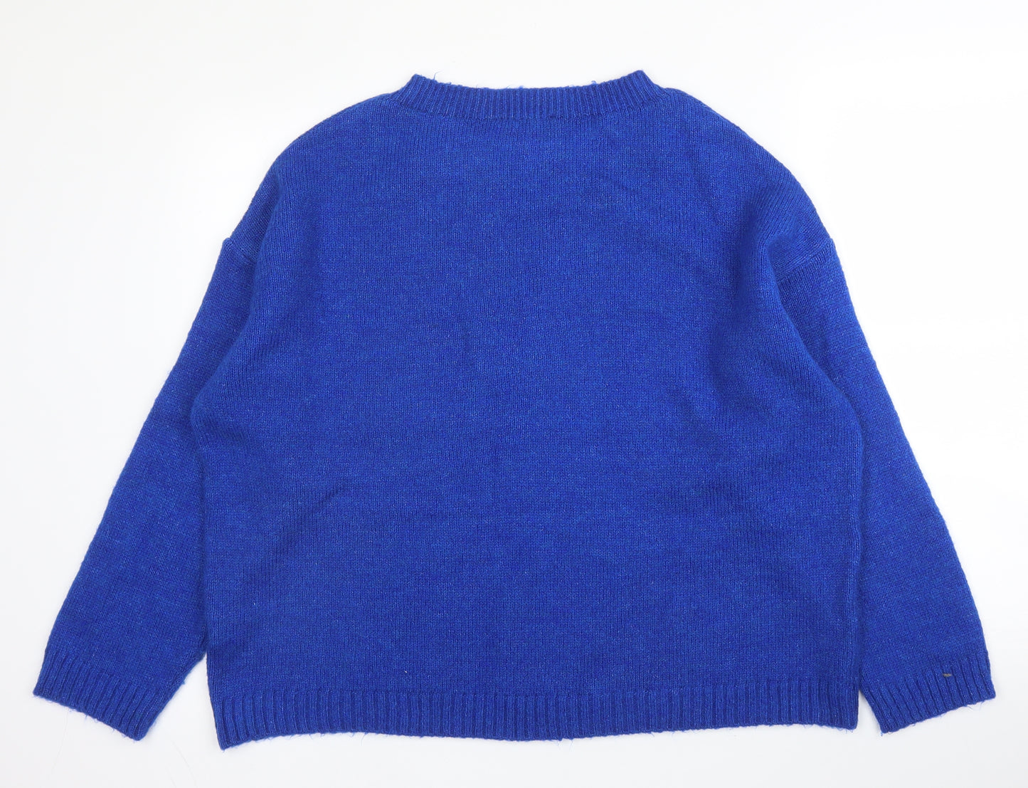 Primark Womens Blue Round Neck  Acrylic Pullover Jumper Size XL