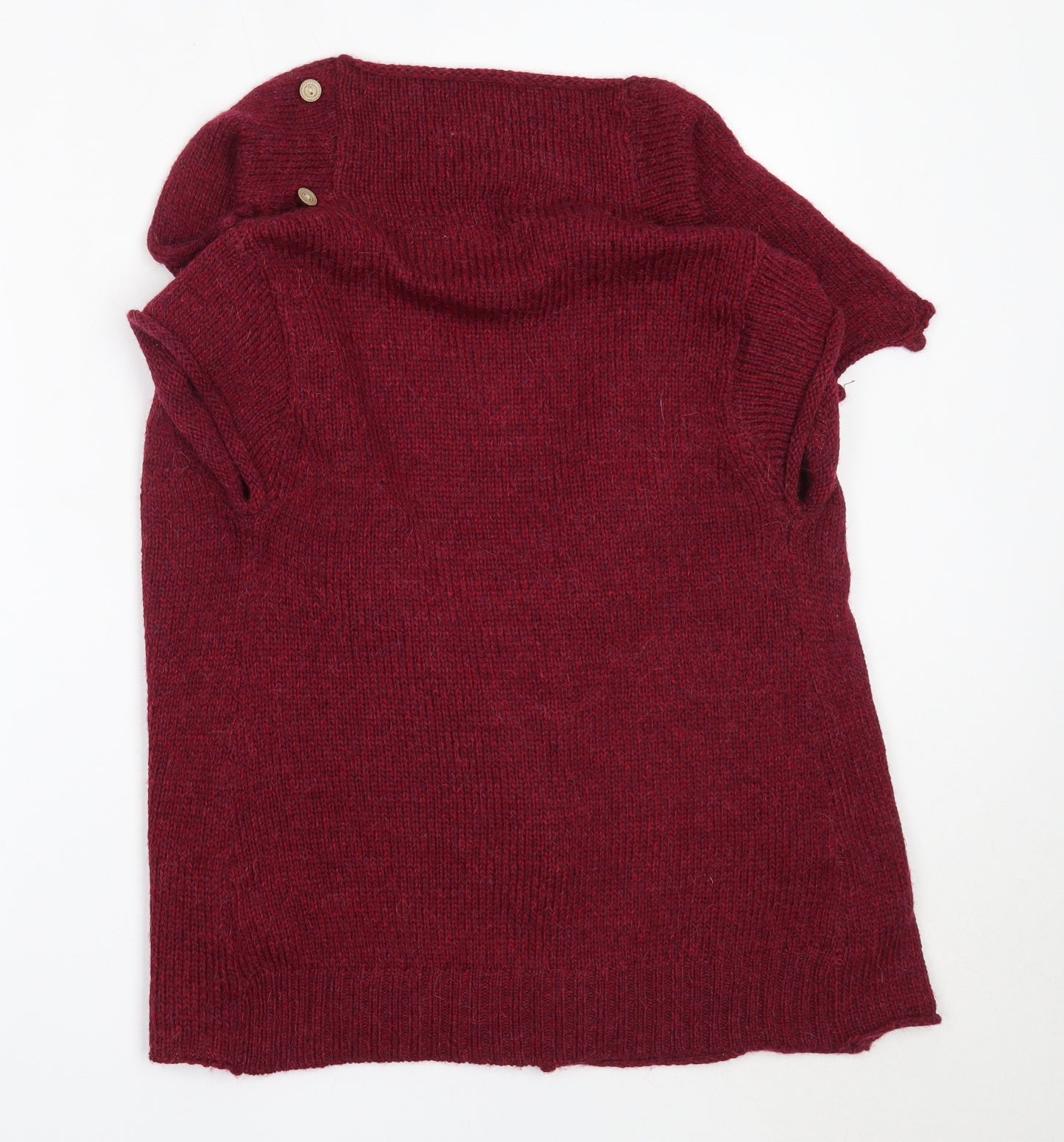 White Stuff Womens Red Round Neck  Wool Cardigan Jumper Size 12