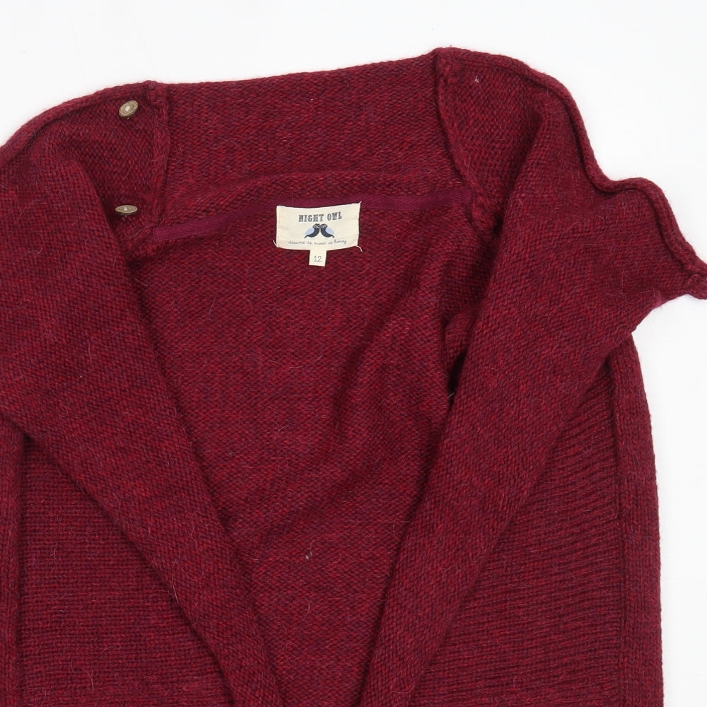 White Stuff Womens Red Round Neck  Wool Cardigan Jumper Size 12