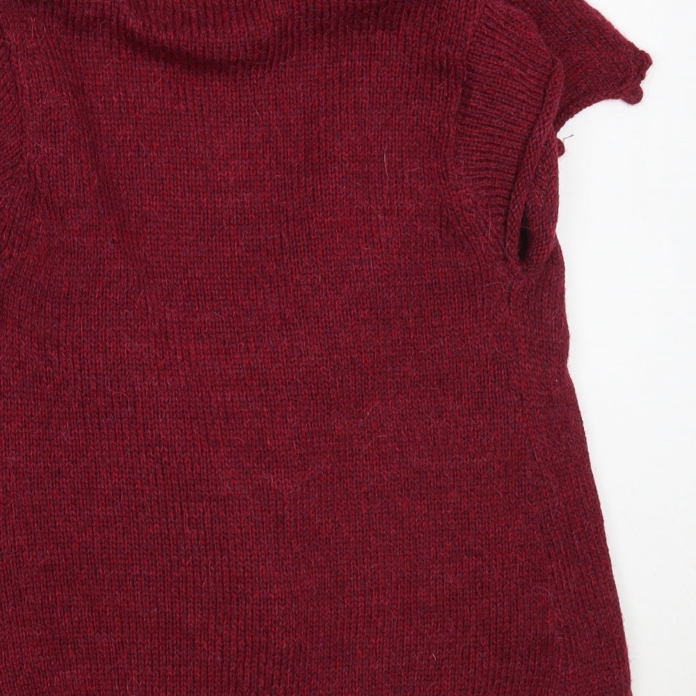 White Stuff Womens Red Round Neck  Wool Cardigan Jumper Size 12