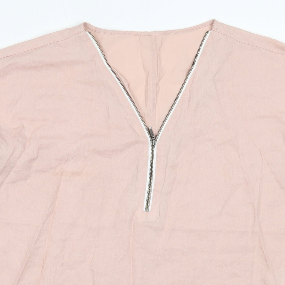 Mint Velvet Womens Pink  Viscose Basic Blouse Size M V-Neck