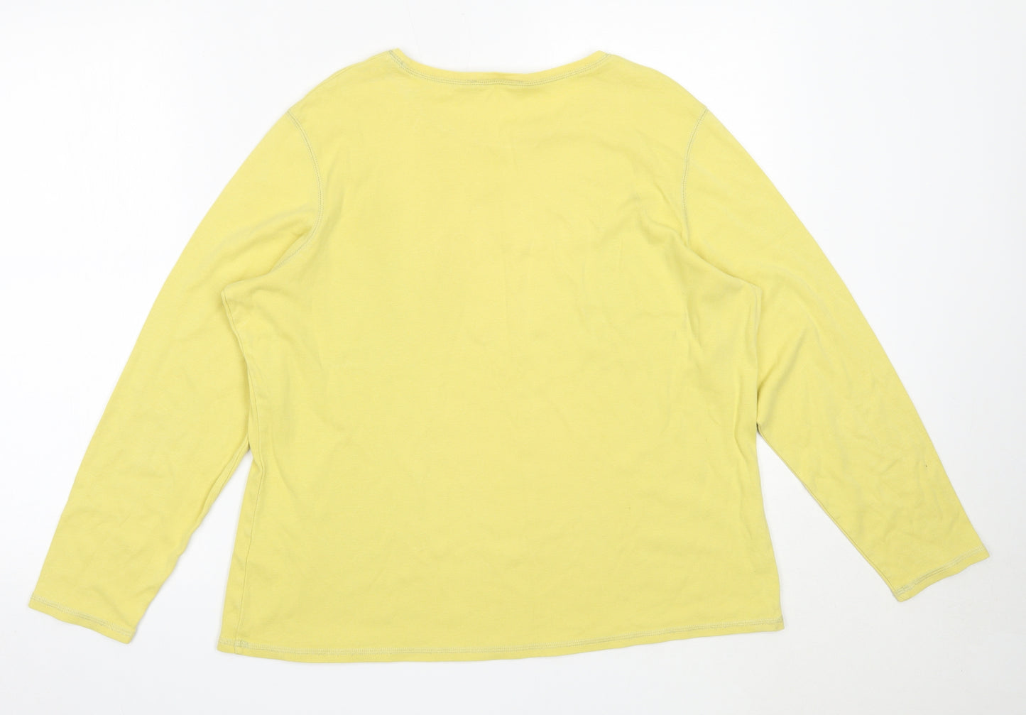 Marks and Spencer Womens Yellow  Cotton Basic T-Shirt Size 22 Round Neck