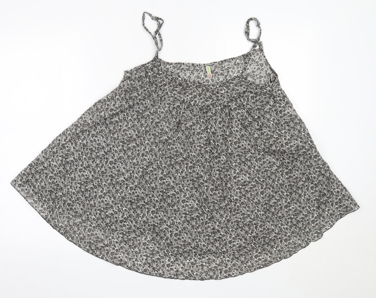 Primark Womens Grey  Cotton Camisole Blouse Size 12 Round Neck