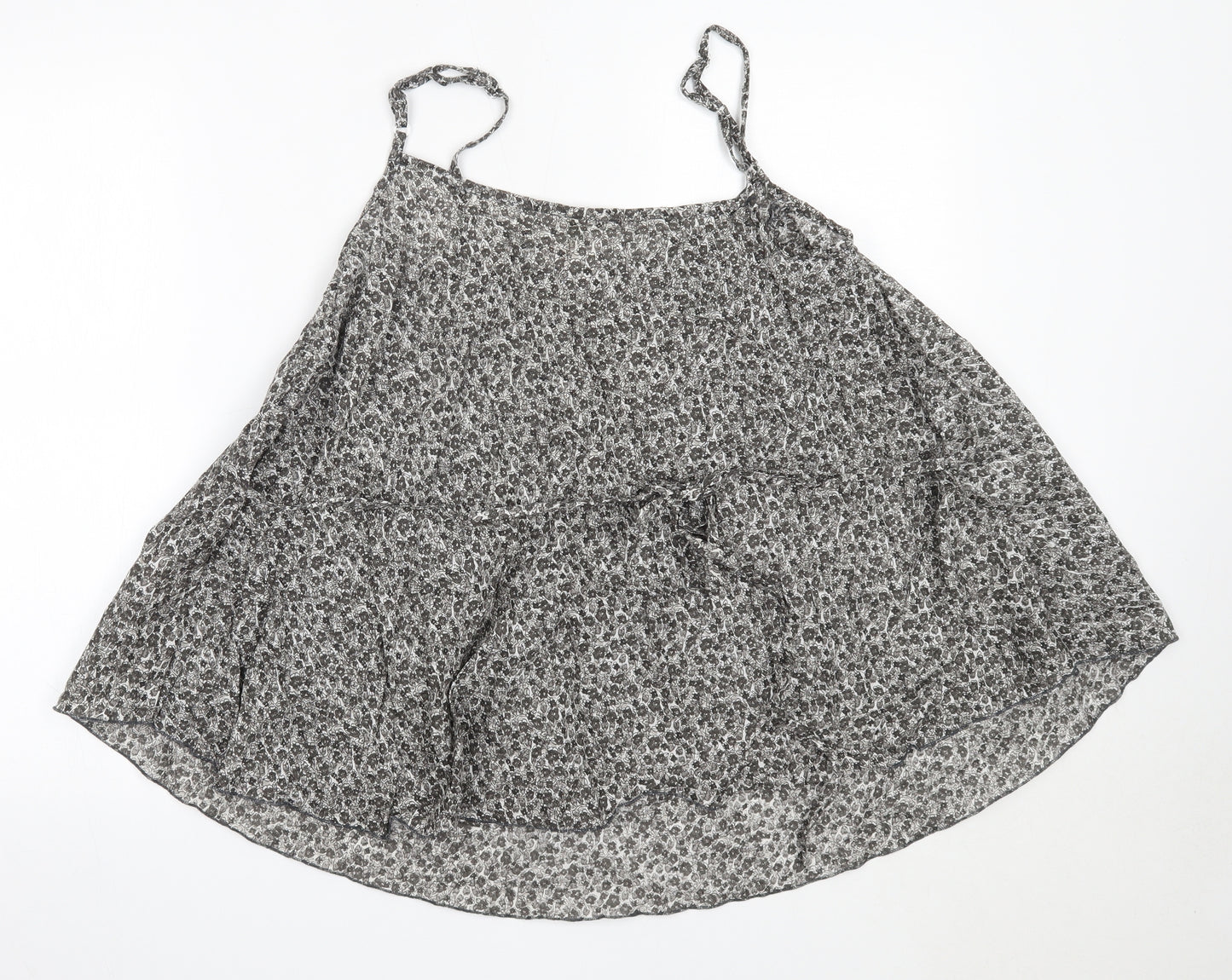 Primark Womens Grey  Cotton Camisole Blouse Size 12 Round Neck