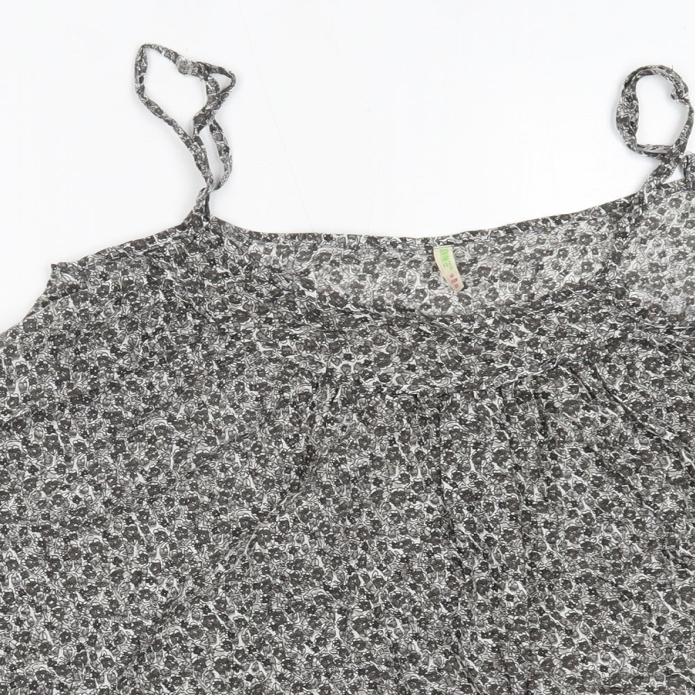 Primark Womens Grey  Cotton Camisole Blouse Size 12 Round Neck