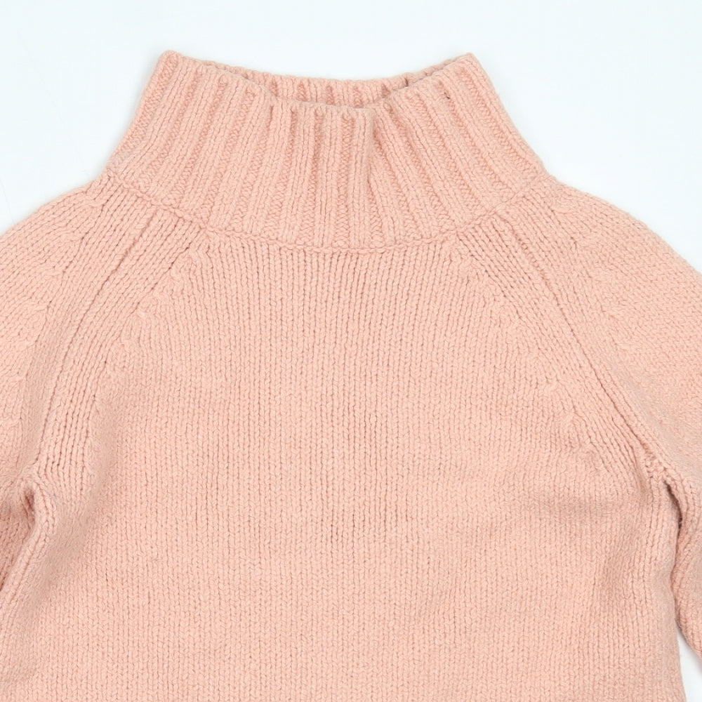Mint Velvet Womens Pink High Neck  Cotton Pullover Jumper Size 12