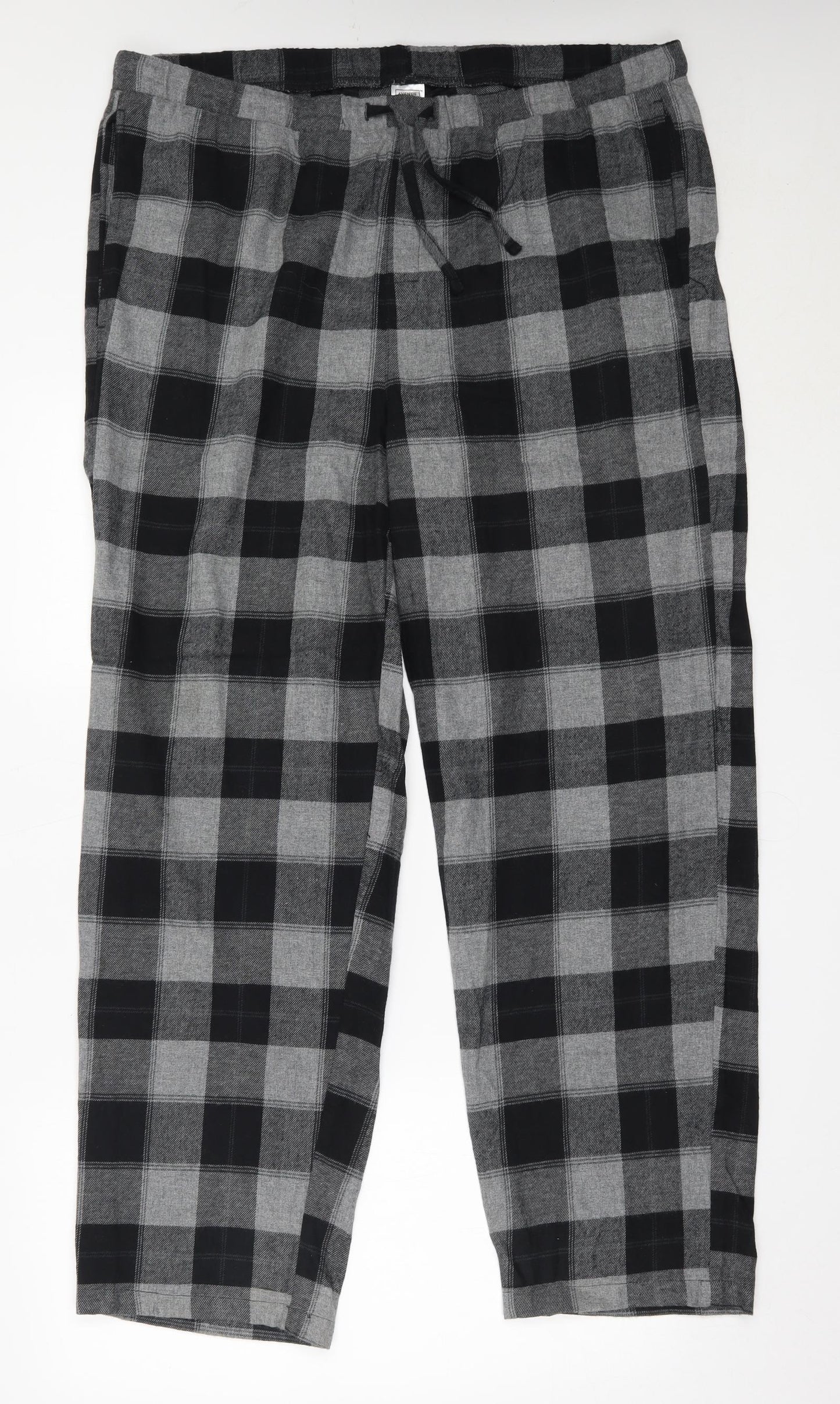 Avenue Mens Grey Check Cotton  Pyjama Pants Size XL
