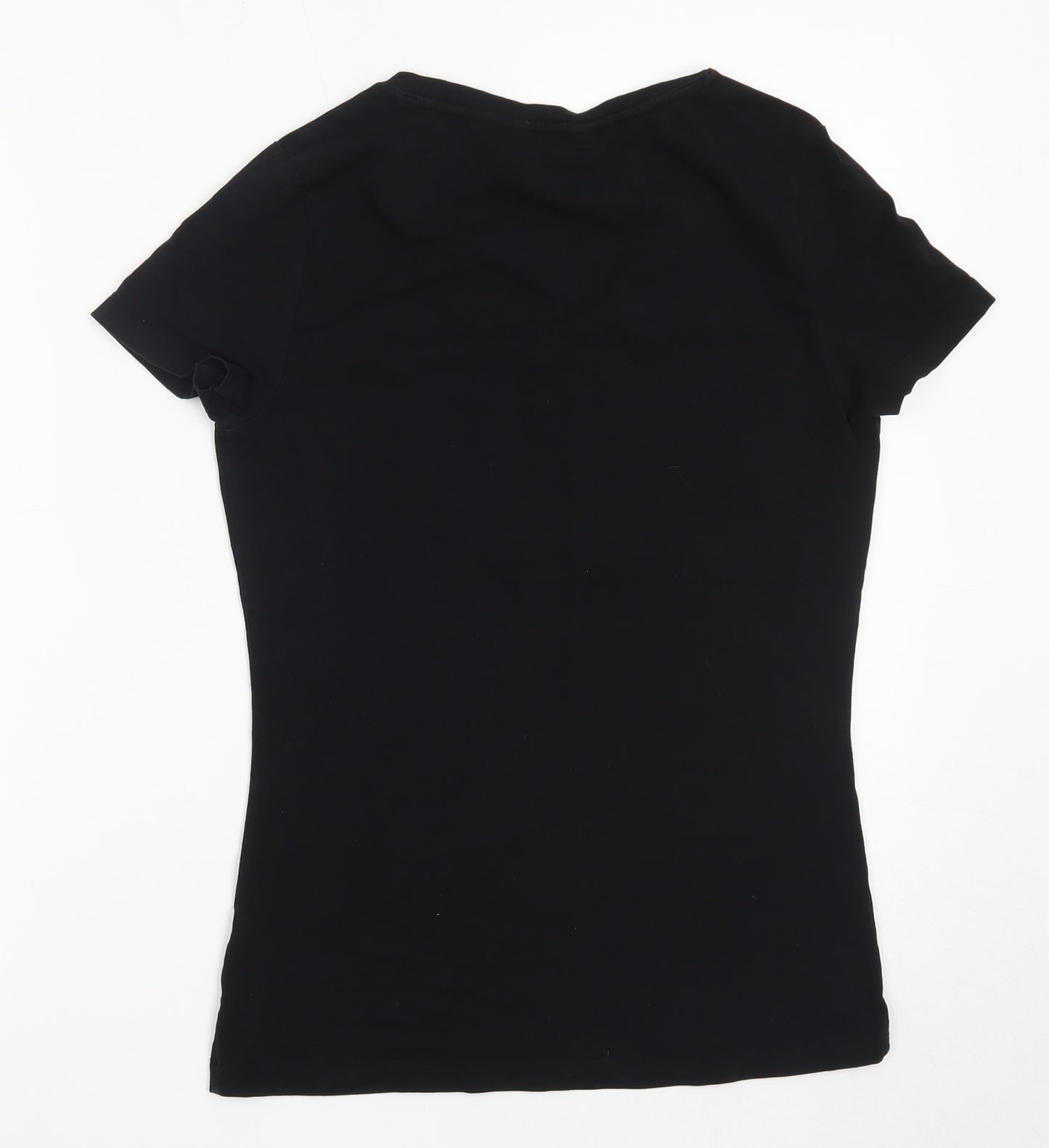 F&F Womens Black  Cotton Basic T-Shirt Size 12 V-Neck