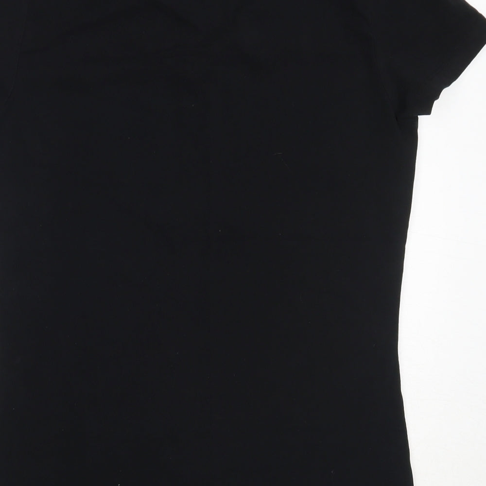 F&F Womens Black  Cotton Basic T-Shirt Size 12 V-Neck