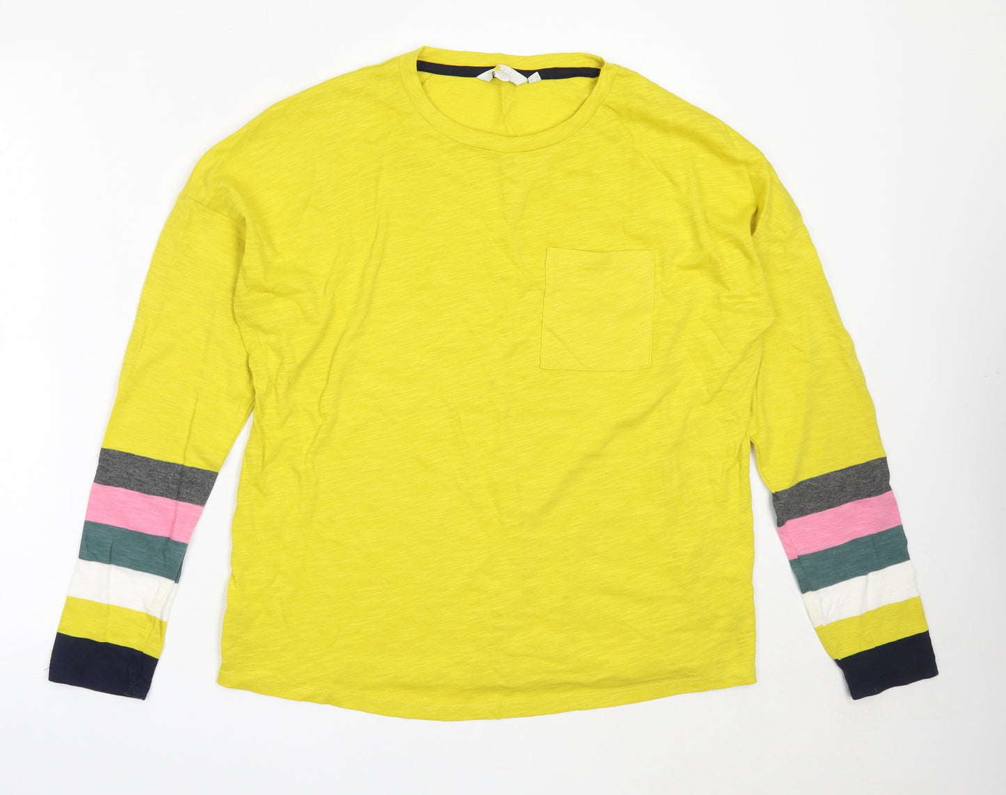 Boden Womens Yellow  Cotton Basic T-Shirt Size 12 Round Neck