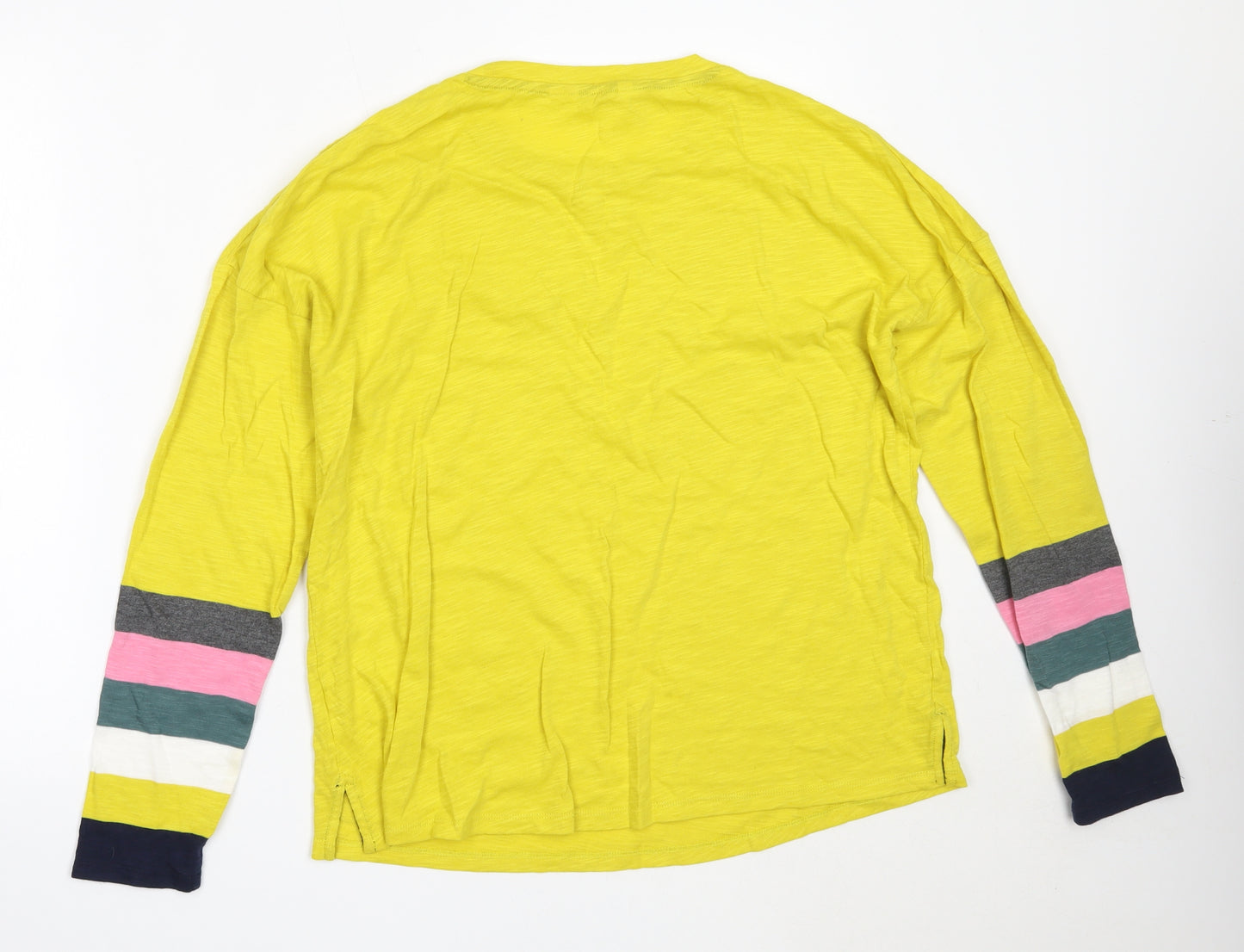 Boden Womens Yellow  Cotton Basic T-Shirt Size 12 Round Neck