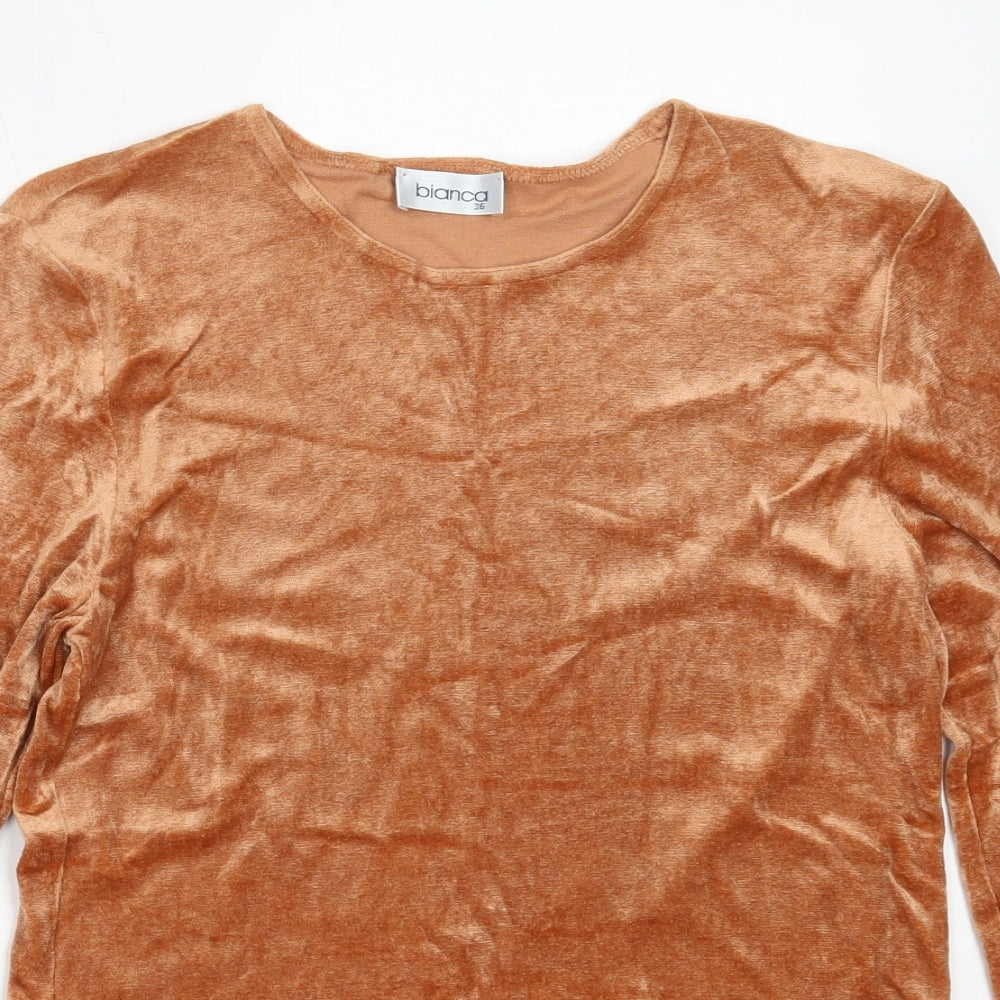Bianca Womens Orange Round Neck  Polyester Pullover Jumper Size 36