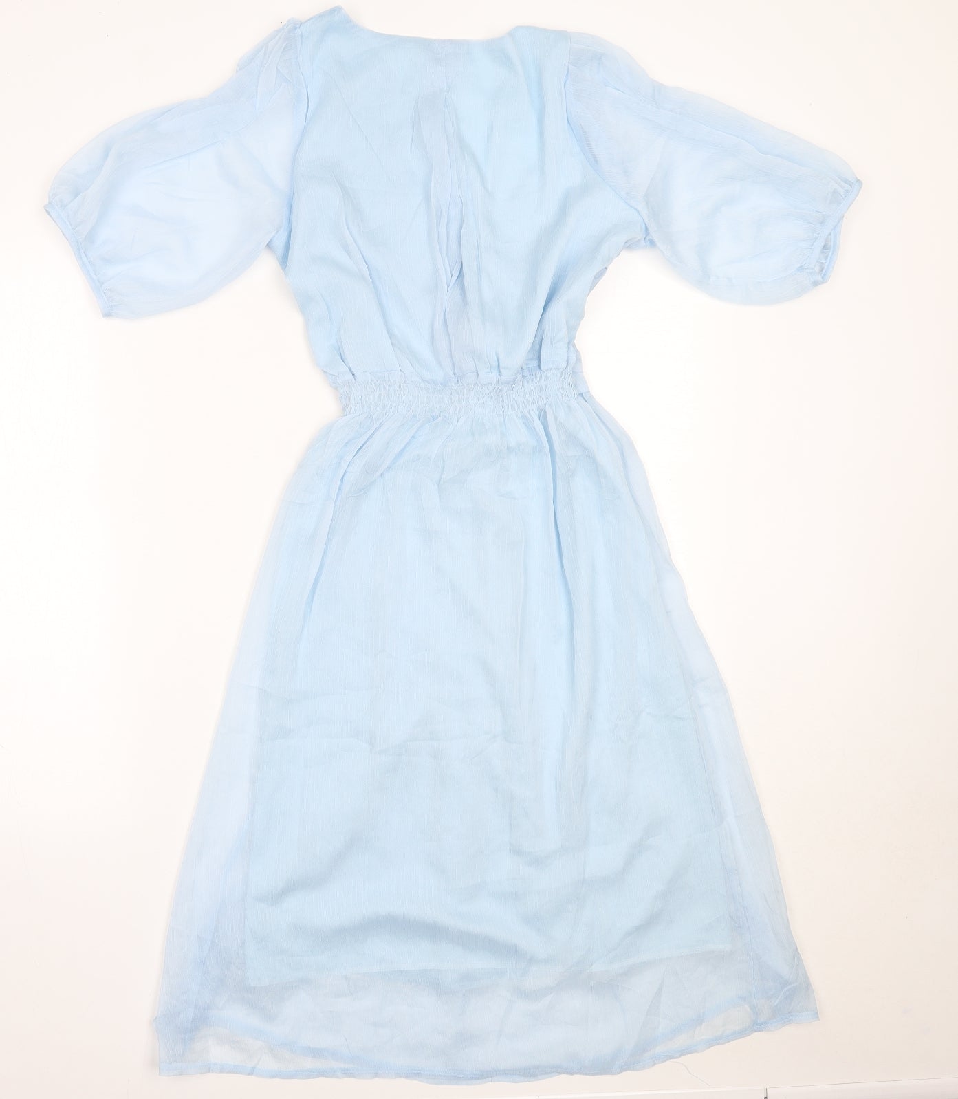 T&T Womens Blue  Polyester Fit & Flare  Size M  V-Neck