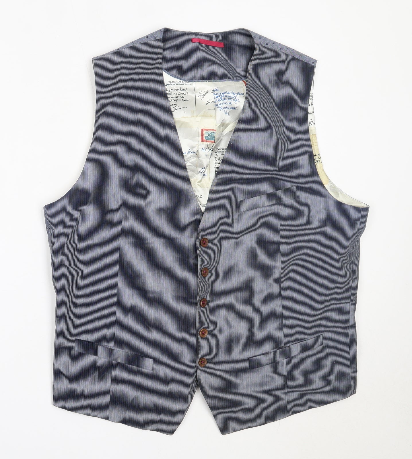 Ted Baker Mens Blue  Cotton Jacket Suit Waistcoat Size 42
