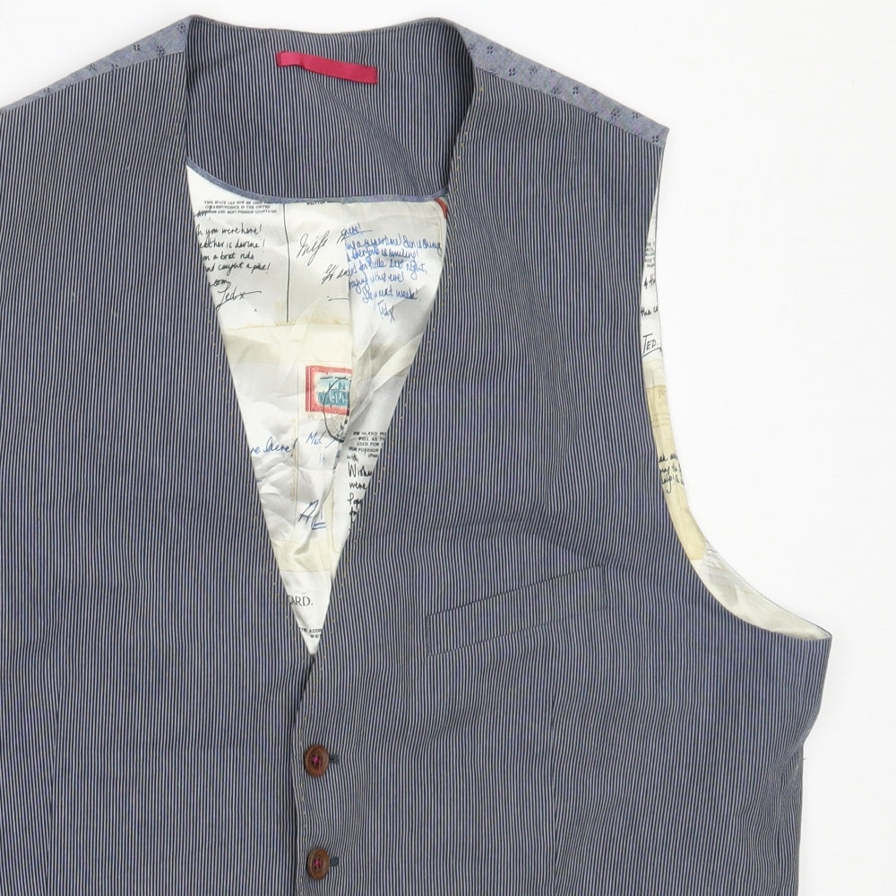 Ted Baker Mens Blue  Cotton Jacket Suit Waistcoat Size 42