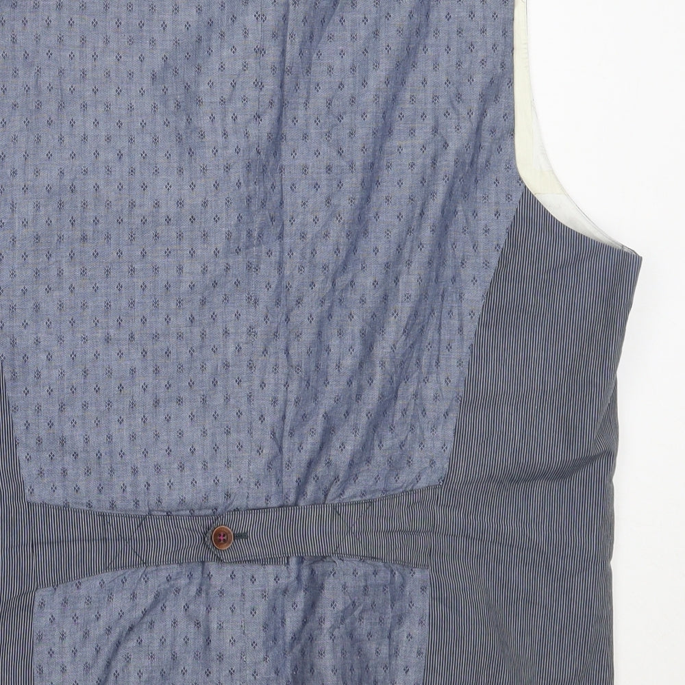 Ted Baker Mens Blue  Cotton Jacket Suit Waistcoat Size 42