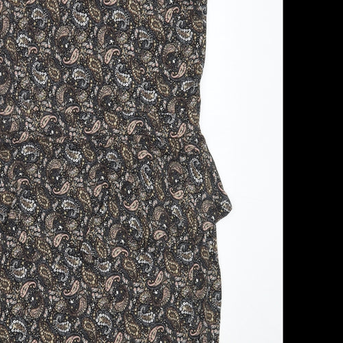 Warehouse Womens Black Paisley Viscose Shift  Size 16  Round Neck