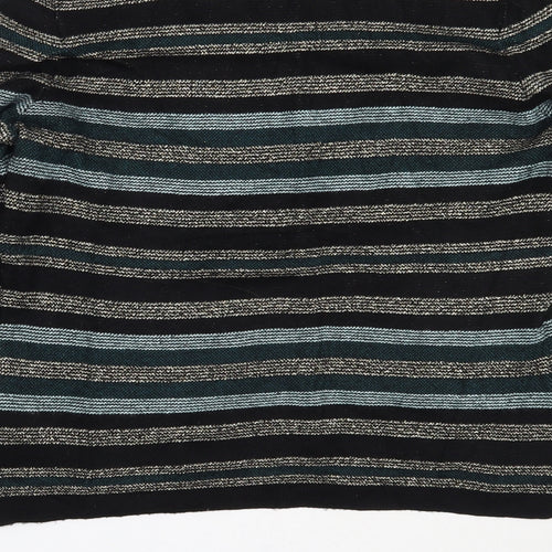 Oasis Womens Black Round Neck Striped Viscose Pullover Jumper Size M