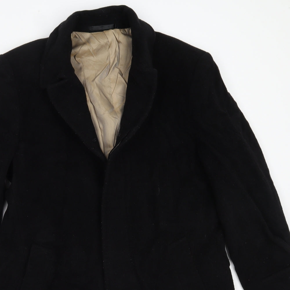 Marks and Spencer Mens Black   Overcoat Coat Size S