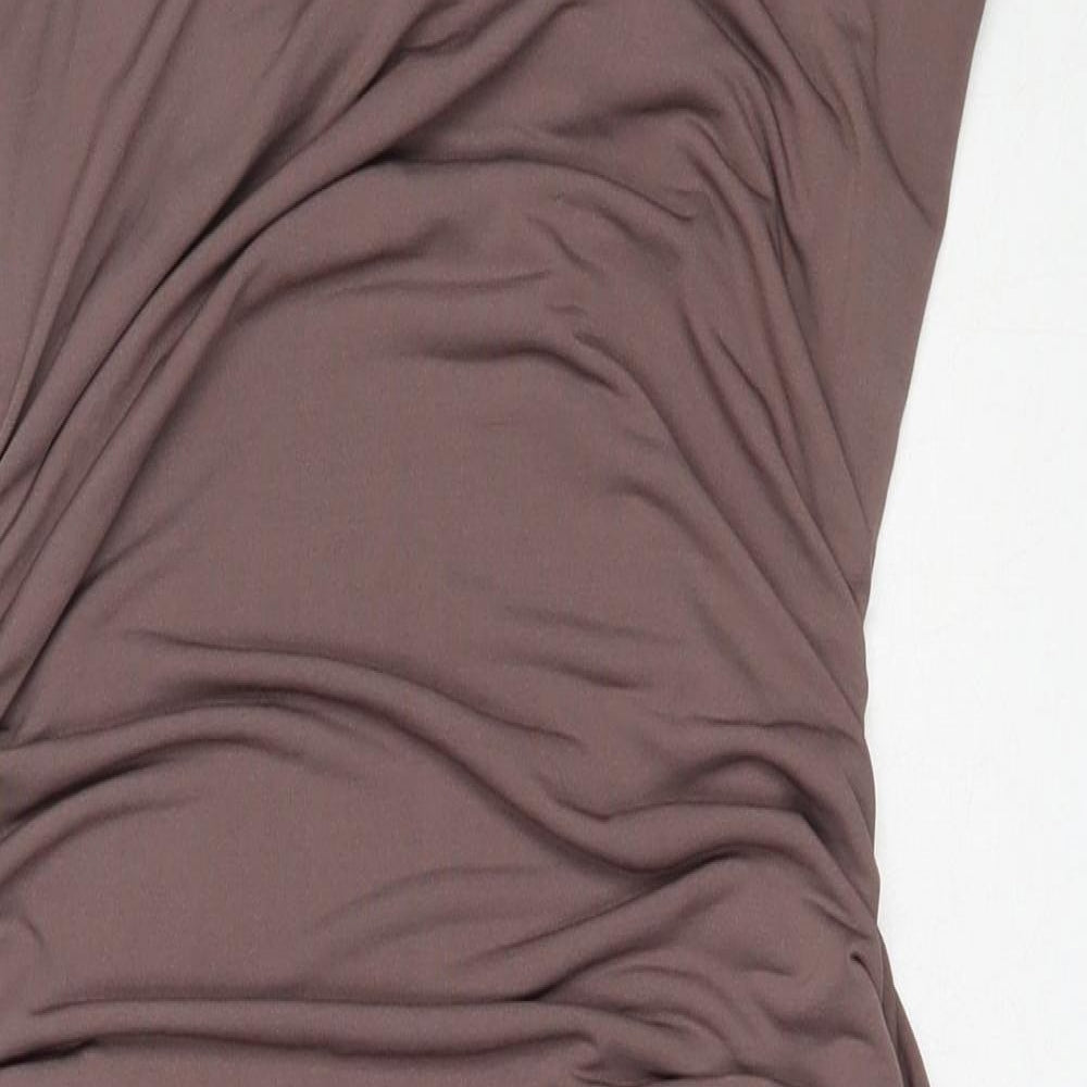 Boohoo Womens Brown  Polyester Bodycon  Size 14  Round Neck