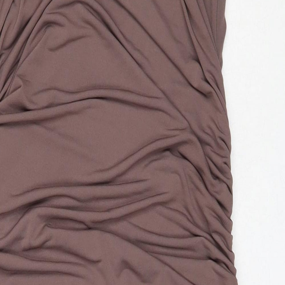 Boohoo Womens Brown  Polyester Bodycon  Size 14  Round Neck