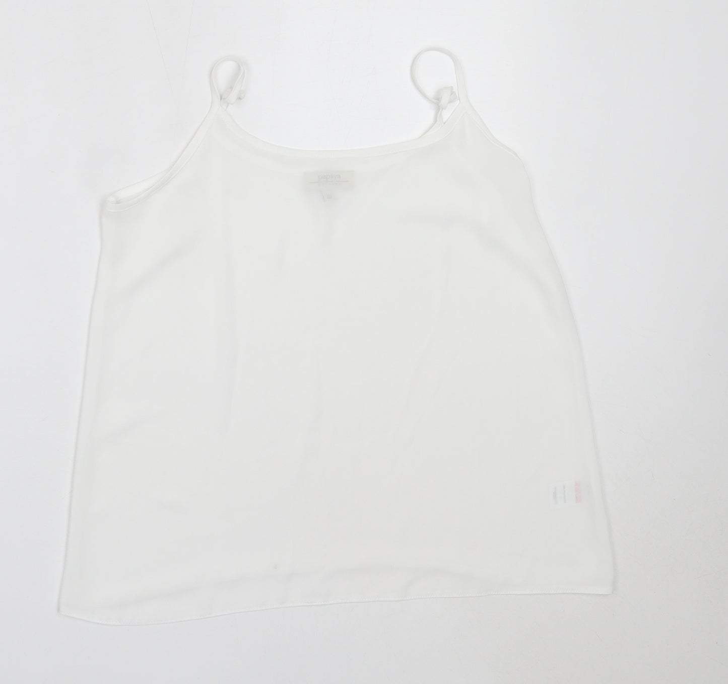 Papaya Womens White  Polyester Camisole Blouse Size 10 Round Neck