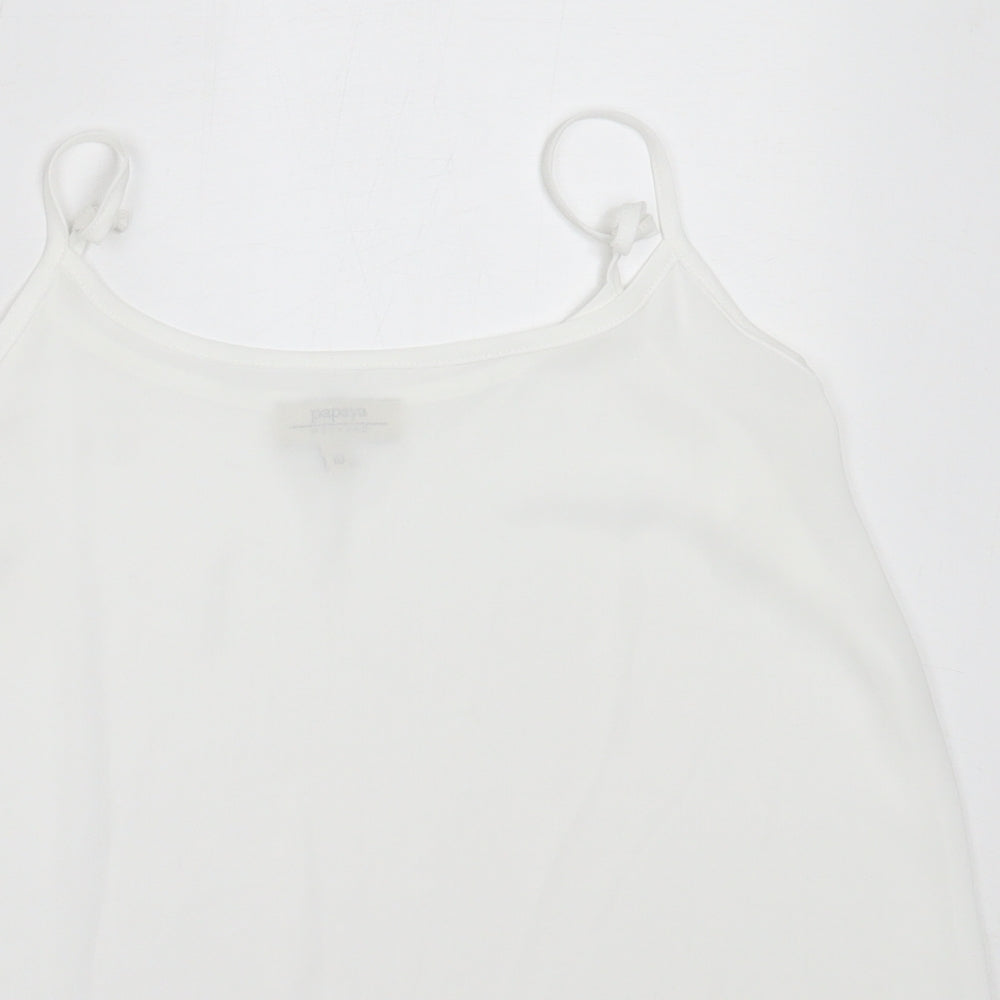 Papaya Womens White  Polyester Camisole Blouse Size 10 Round Neck