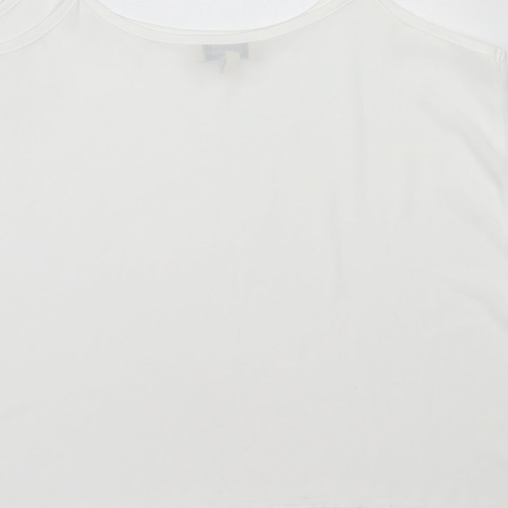 Papaya Womens White  Polyester Camisole Blouse Size 10 Round Neck