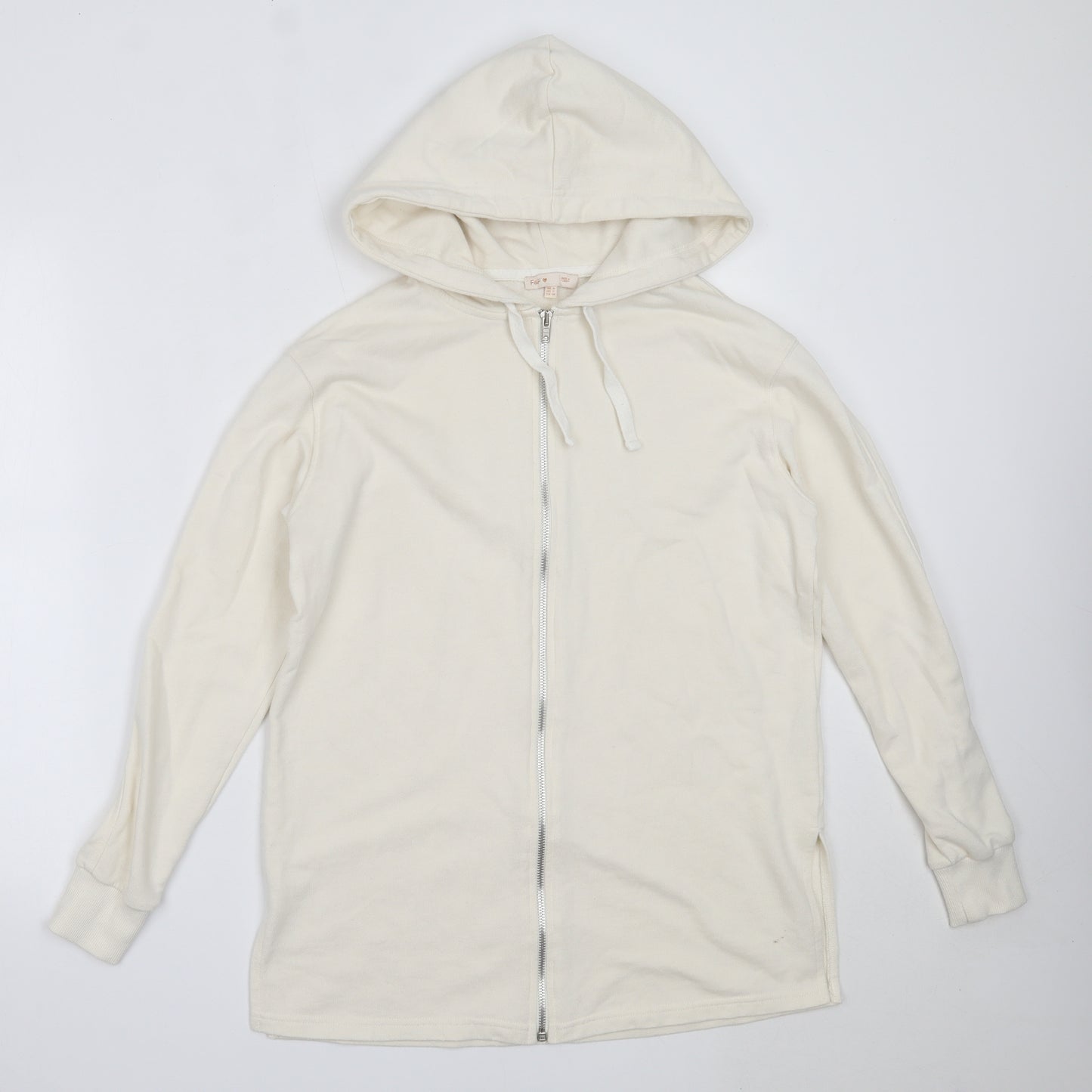 F&F Womens Ivory  Cotton Full Zip Hoodie Size 6
