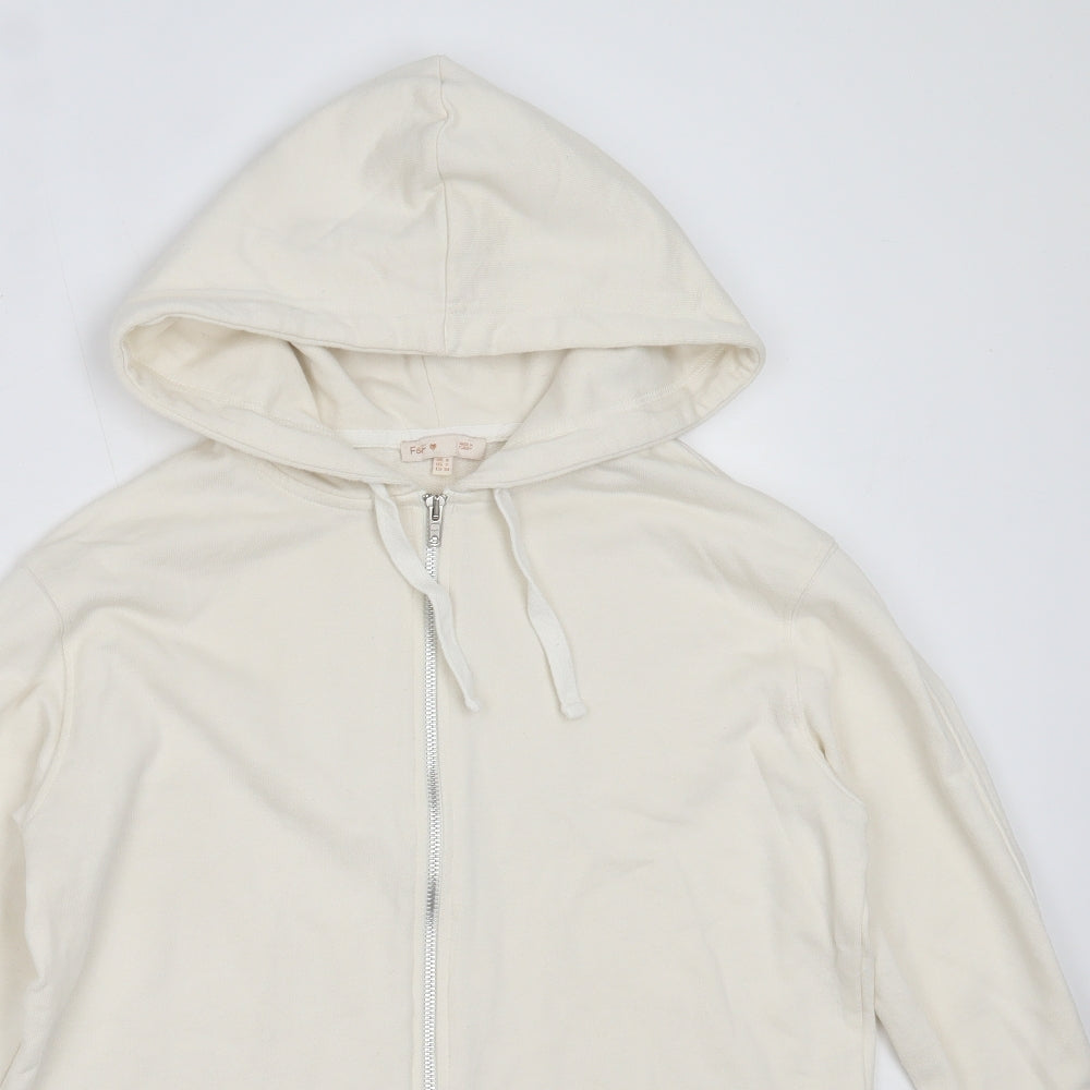 F&F Womens Ivory  Cotton Full Zip Hoodie Size 6