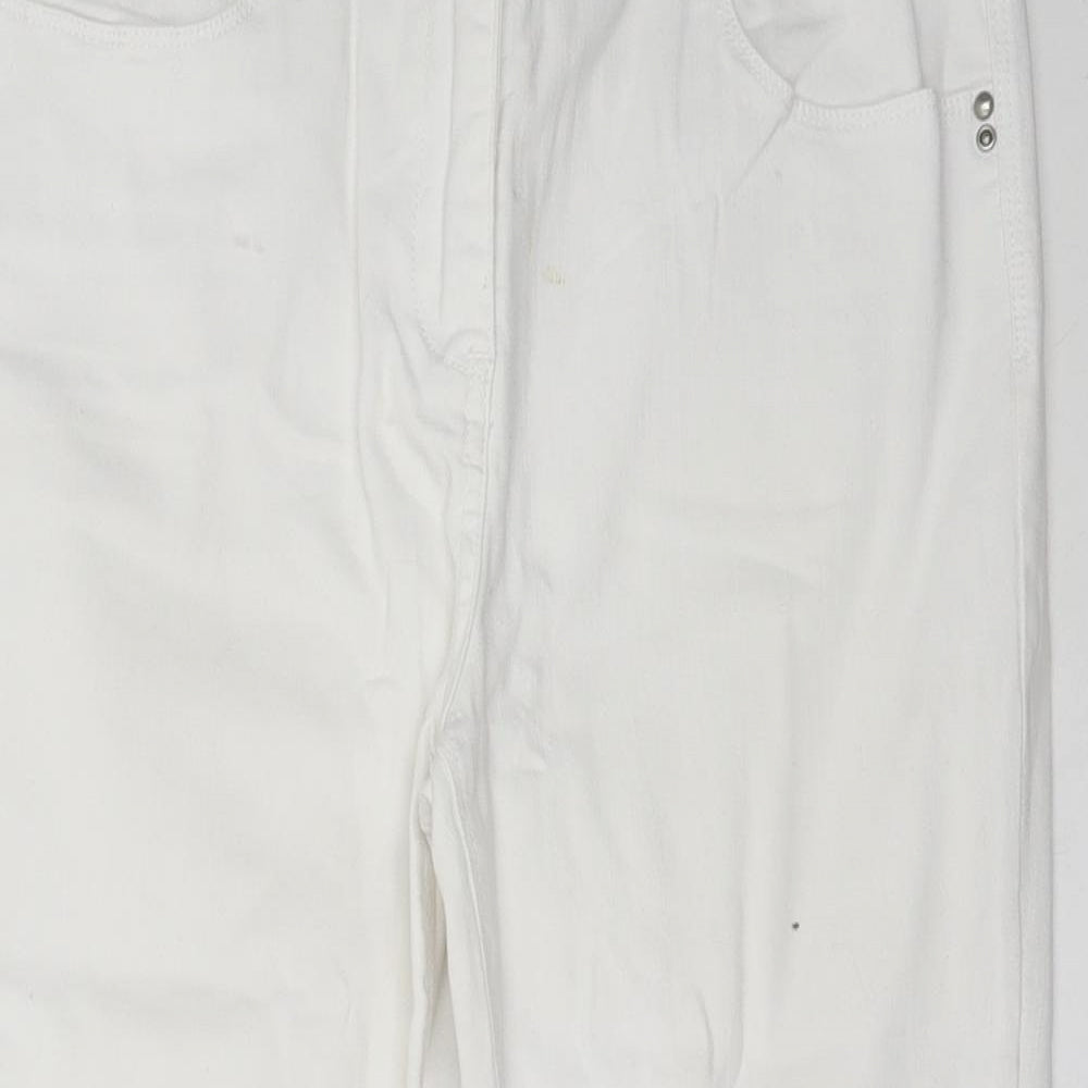 Papaya Womens White  Cotton Cropped Jeans Size 14 L21.5 in Regular