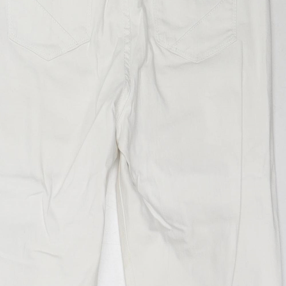 Papaya Womens White  Cotton Cropped Jeans Size 14 L21.5 in Regular