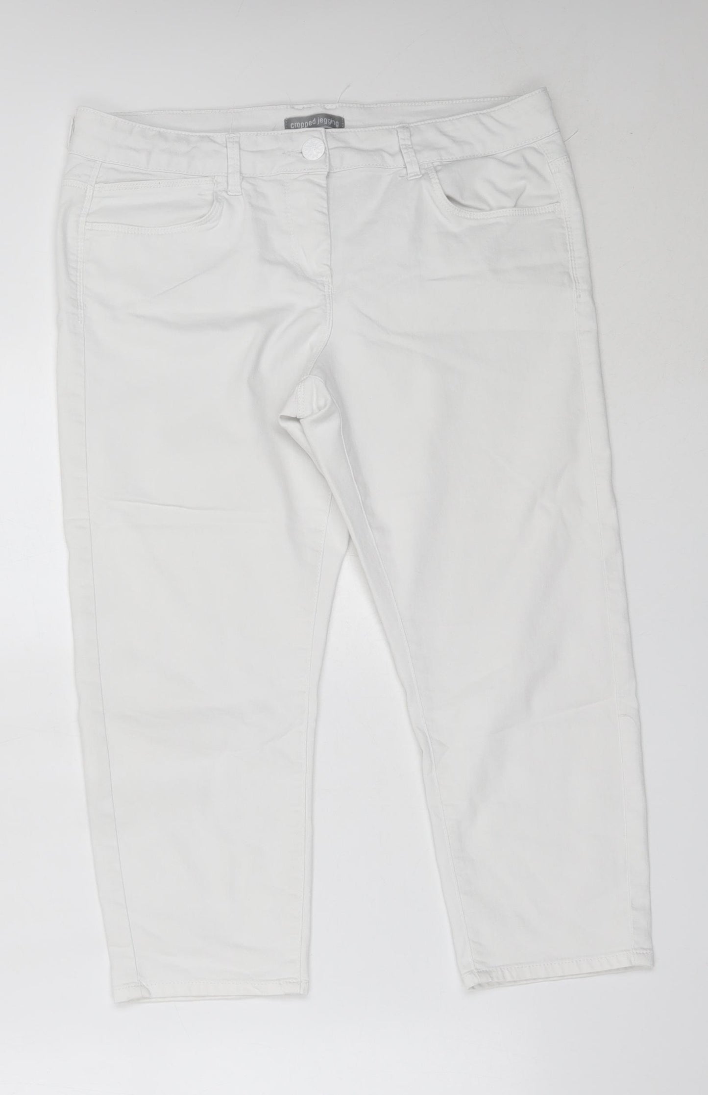 Marks and Spencer Womens White  Cotton Cropped Jeans Size 14 L21.5 in Regular